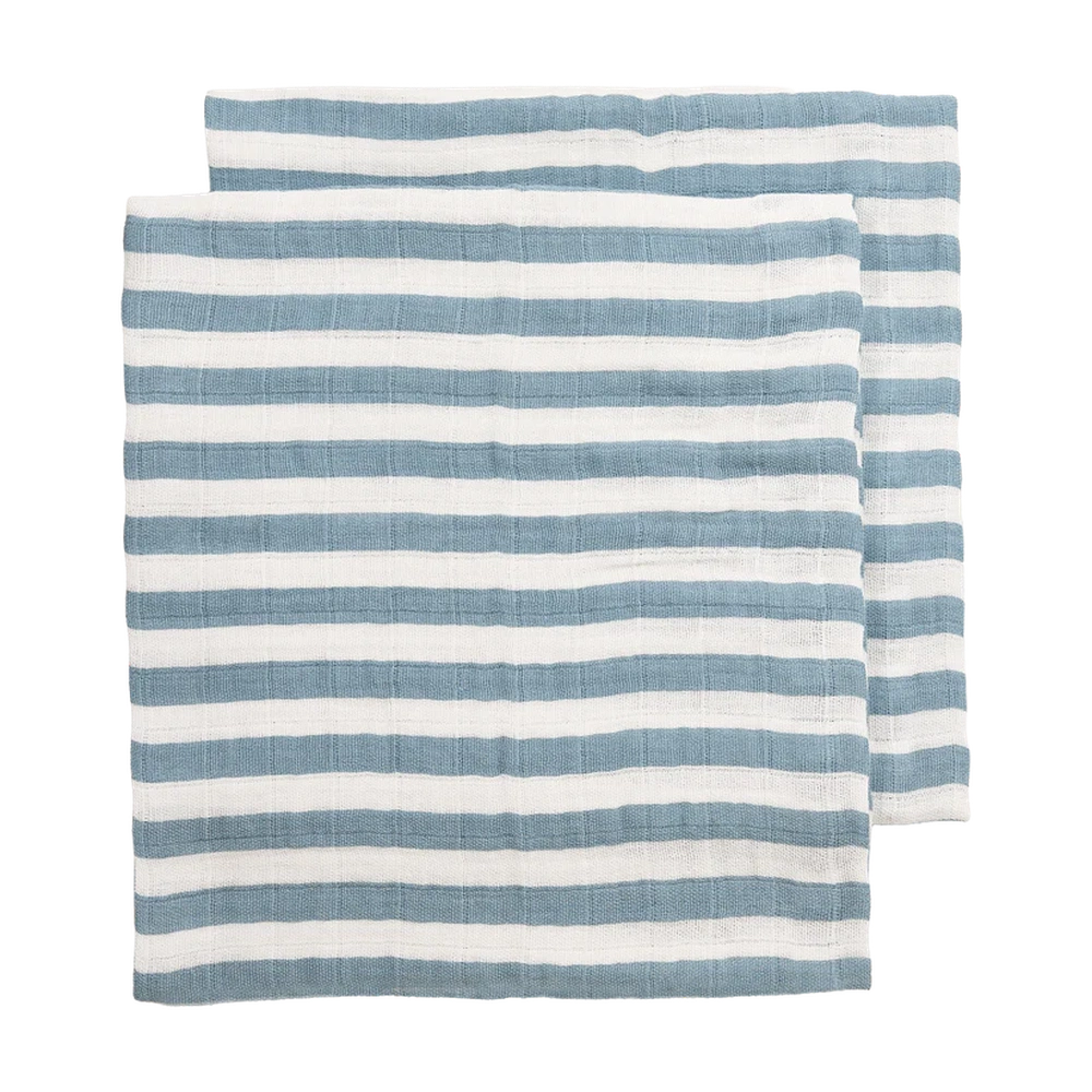 Meyco Hydrofiele Doeken Pre-washed 70x70cm - 2-pack - Fat Stripe Jeans Blue