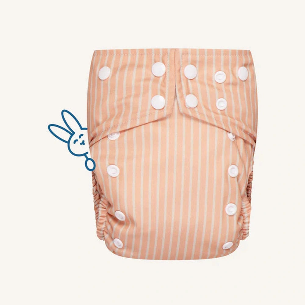 Bumbuns Easy Herbruikbare Luier met drukknopen - Stripes Apricot
