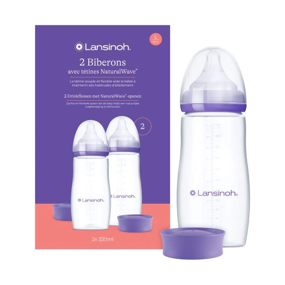 Lansinoh Babyfles 2x 330ml - +6 maanden/L
