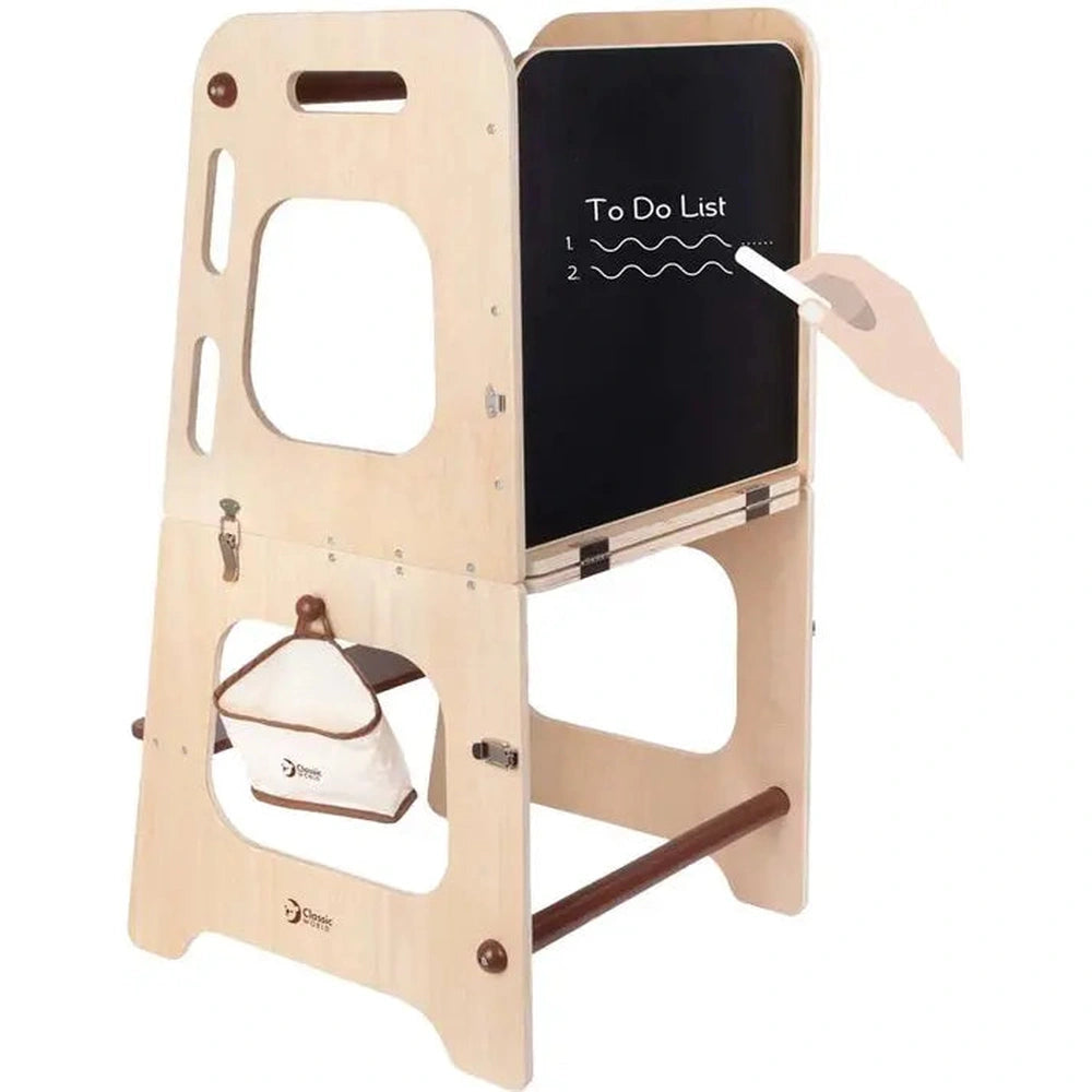 Classic World houten leertoren en tafel - verstelbaar - educatief speelgoed 90cm