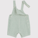 Petit Bateau Gestreepte Korte Salopette Van Katoen/Linnen Voor Baby's - Groen Gestreept
