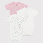 Petit Bateau Set Van 3 Katoenen Rompertjes Met Print En Korte Mouwen Voor Baby's