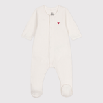 Petit Bateau Uniseks Bodyjama Van Velours - Wit