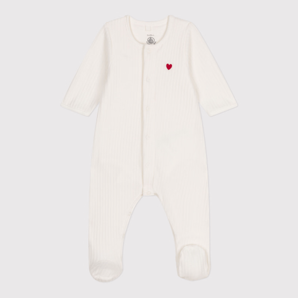 Petit Bateau Uniseks Bodyjama Van Velours - Wit