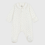 Petit Bateau Fluwelen Babypyjama Met Kraag En Hartjesprint