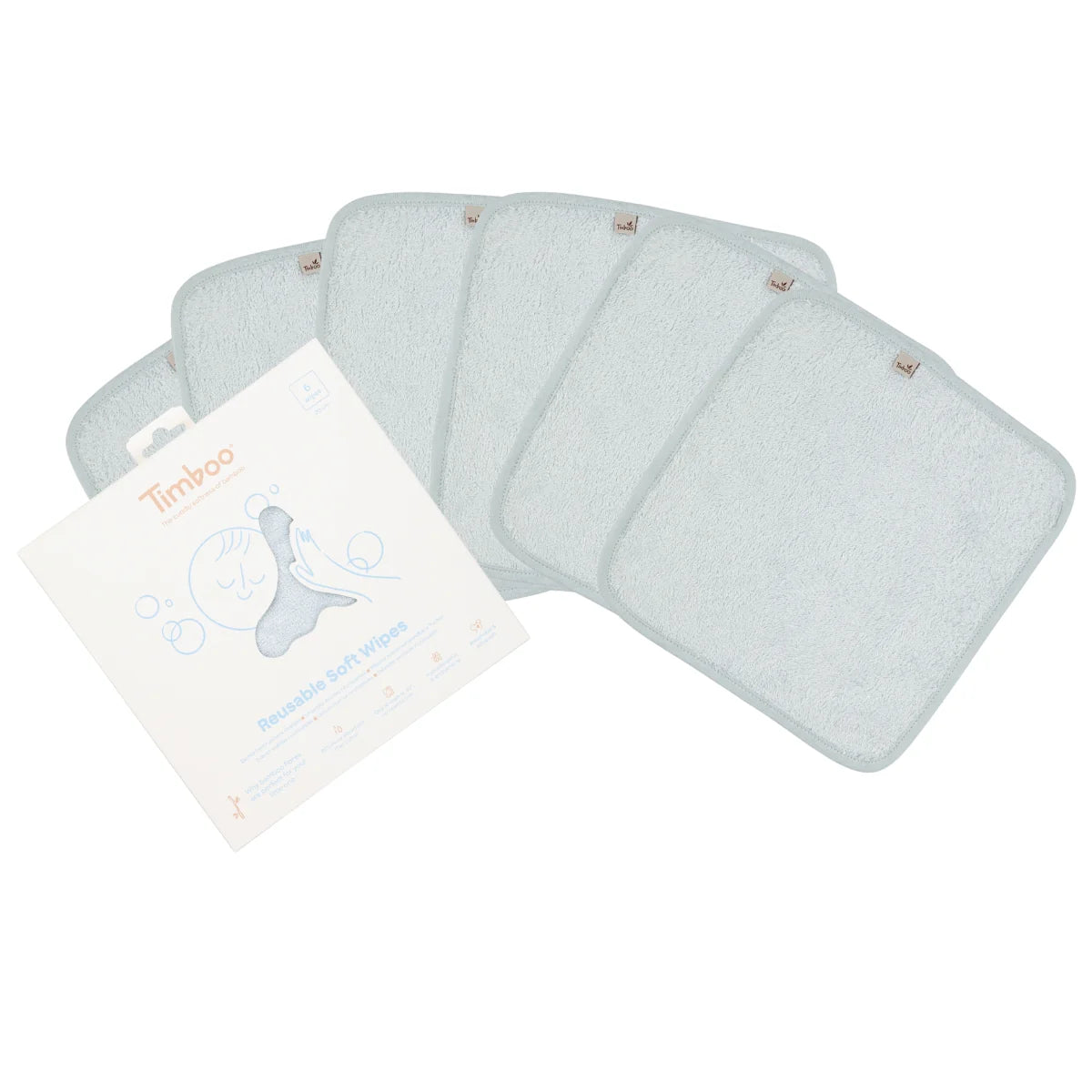 Timboo Herbruikbare doekjes (6 doekjes) - Riviera Blue