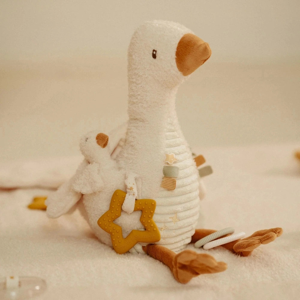 Little Dutch Newborn Naturals Activiteitenknuffel Gans - Wit