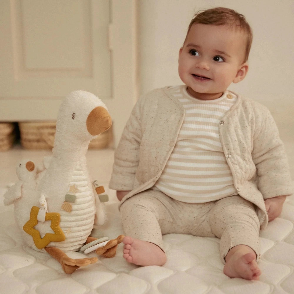 Little Dutch Newborn Naturals Activiteitenknuffel Gans - Wit