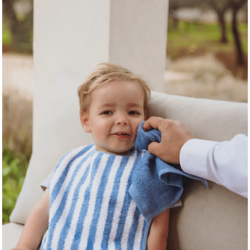 Meyco Baby Slab Klittenband Badstof Jacquard - Fat Stripe Jeans Blue