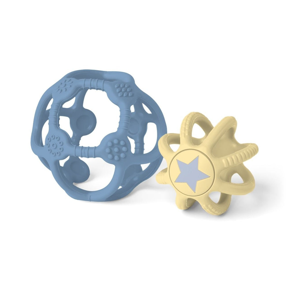 Little L Set Van 2 Sensorische Ballen - Blauw En Geel