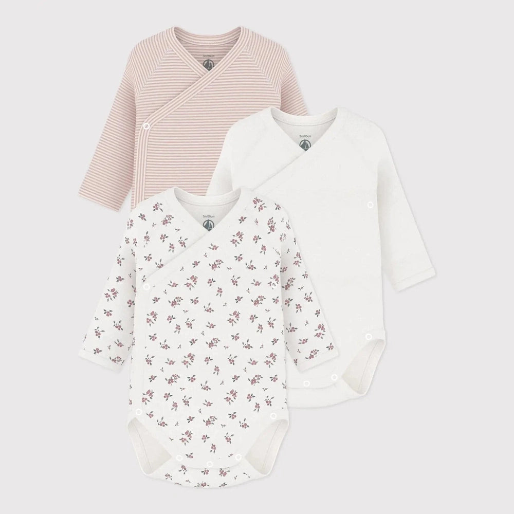 Petit Bateau 3 Bodies Geboorte Lange Mouwen - Multicolor