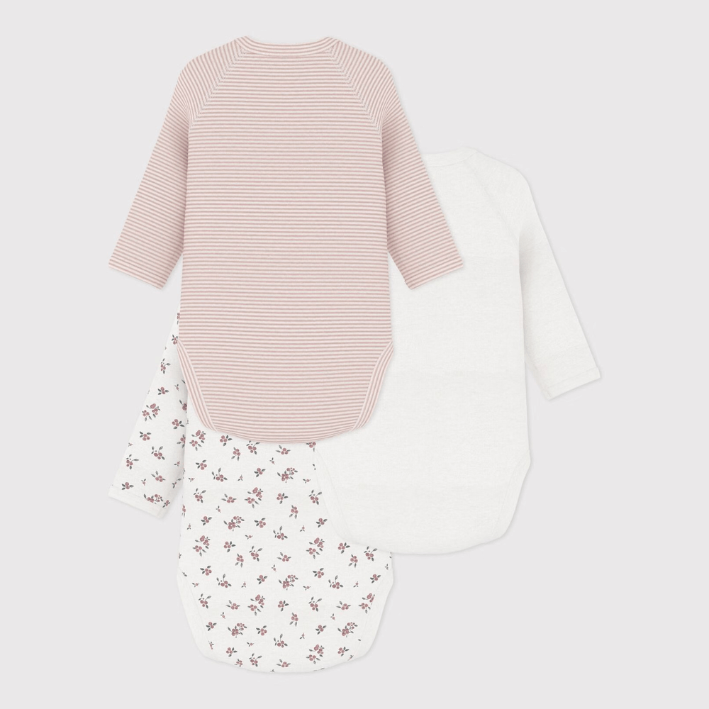 Petit Bateau 3 Bodies Geboorte Lange Mouwen - Multicolor