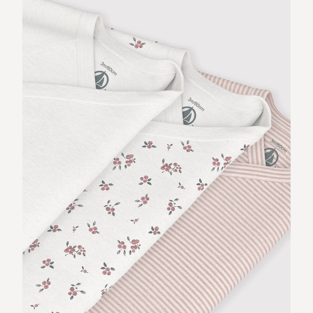 Petit Bateau 3 Bodies Geboorte Lange Mouwen - Multicolor