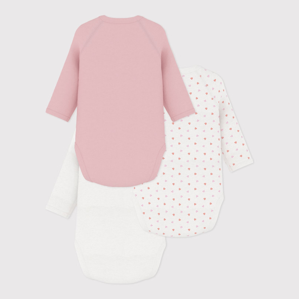 Petit Bateau 3 Bodies Geboorte Lange Mouwen - Multicolor