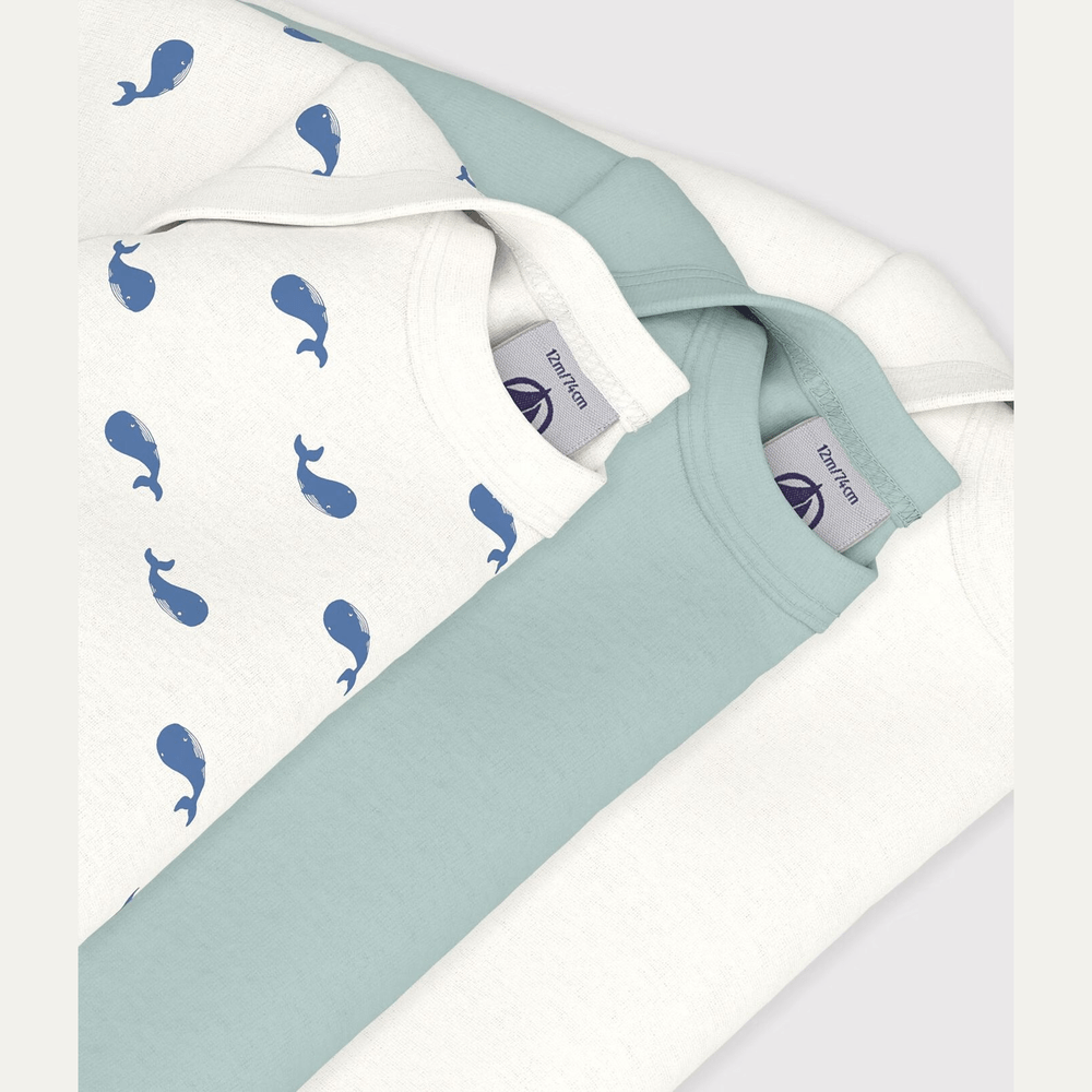 Petit Bateau 3 Bodies Amerikaanse Hals Lange Mouwen - Multicolor