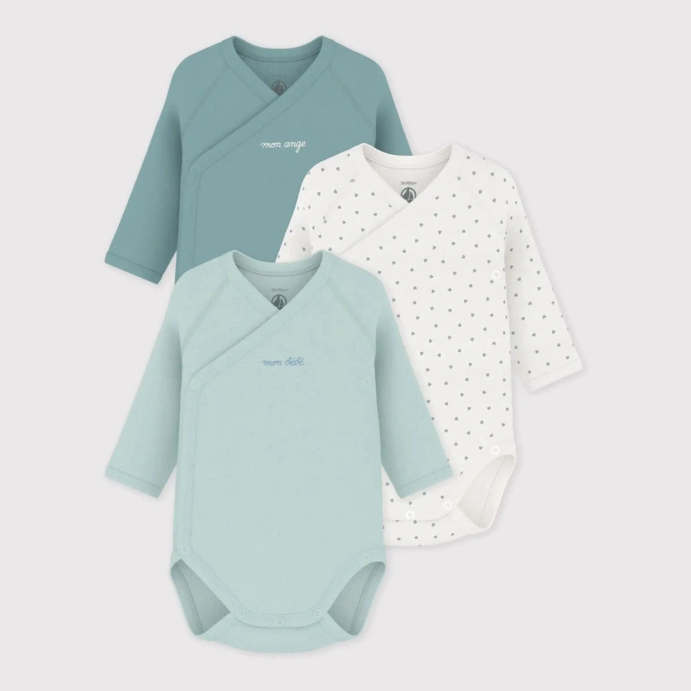 Petit Bateau 3 Bodies Geboorte Lange Mouwen - Multicolor