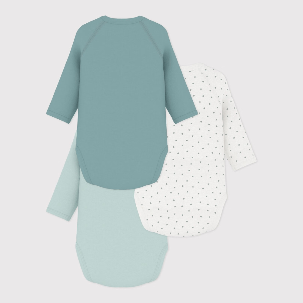 Petit Bateau 3 Bodies Geboorte Lange Mouwen - Multicolor