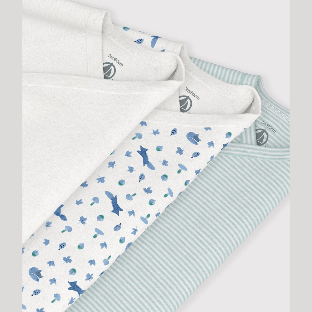 Petit Bateau 3 Bodies Geboorte Lange Mouwen - Multicolor