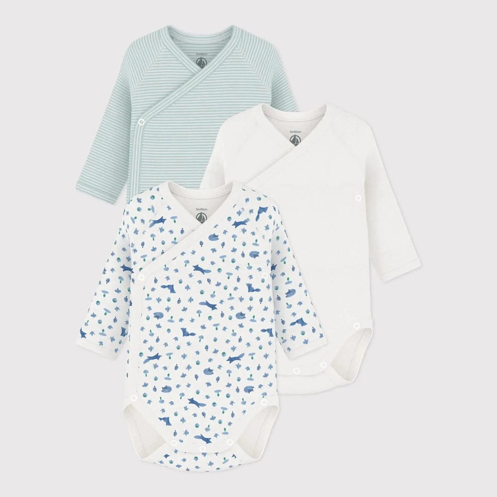 Petit Bateau 3 Bodies Geboorte Lange Mouwen - Multicolor