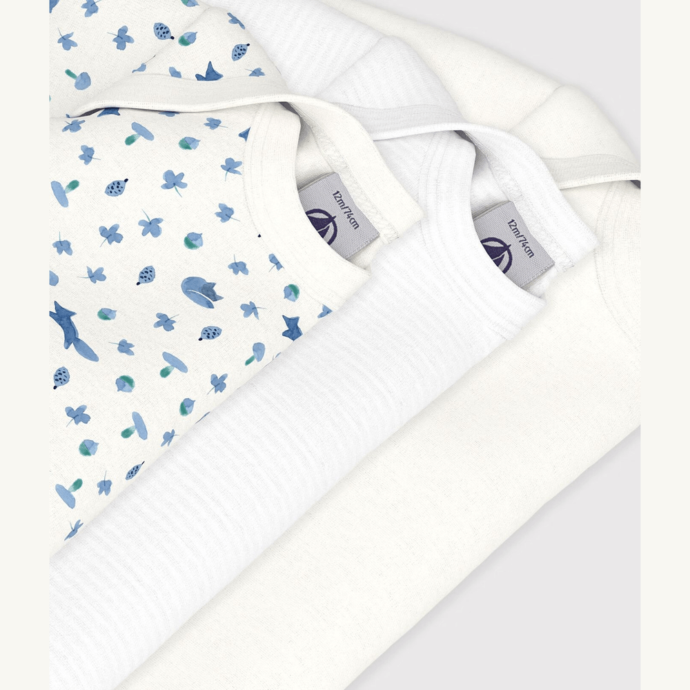 Petit Bateau 3 Bodies Amerikaanse Hals Lange Mouwen - Multicolor