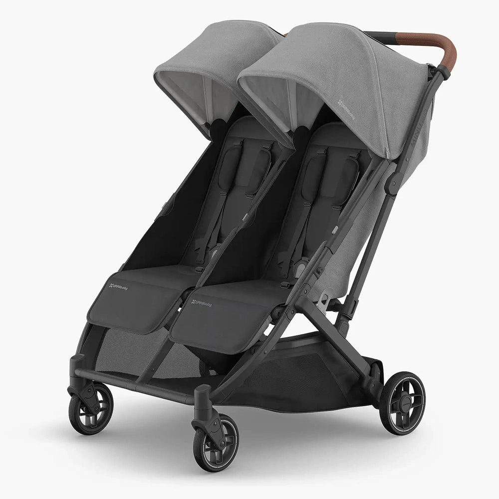 Uppababy Minu Duo Stroller Greyson Charcoal Mélange Carbon Frame Met Bruin Leer