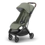 Uppababy Minu V3 Compact Stroller Evelyn Meadow Green Carbon Frame Met Kastanje Bruin Leer