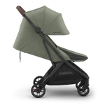 Uppababy Minu V3 Compact Stroller Evelyn Meadow Green Carbon Frame Met Kastanje Bruin Leer