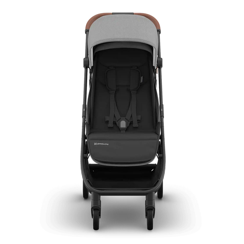 Uppababy Minu V3 Compact Stroller Greyson Charcoal Mélange Carbon Frame Met Bruin Leer
