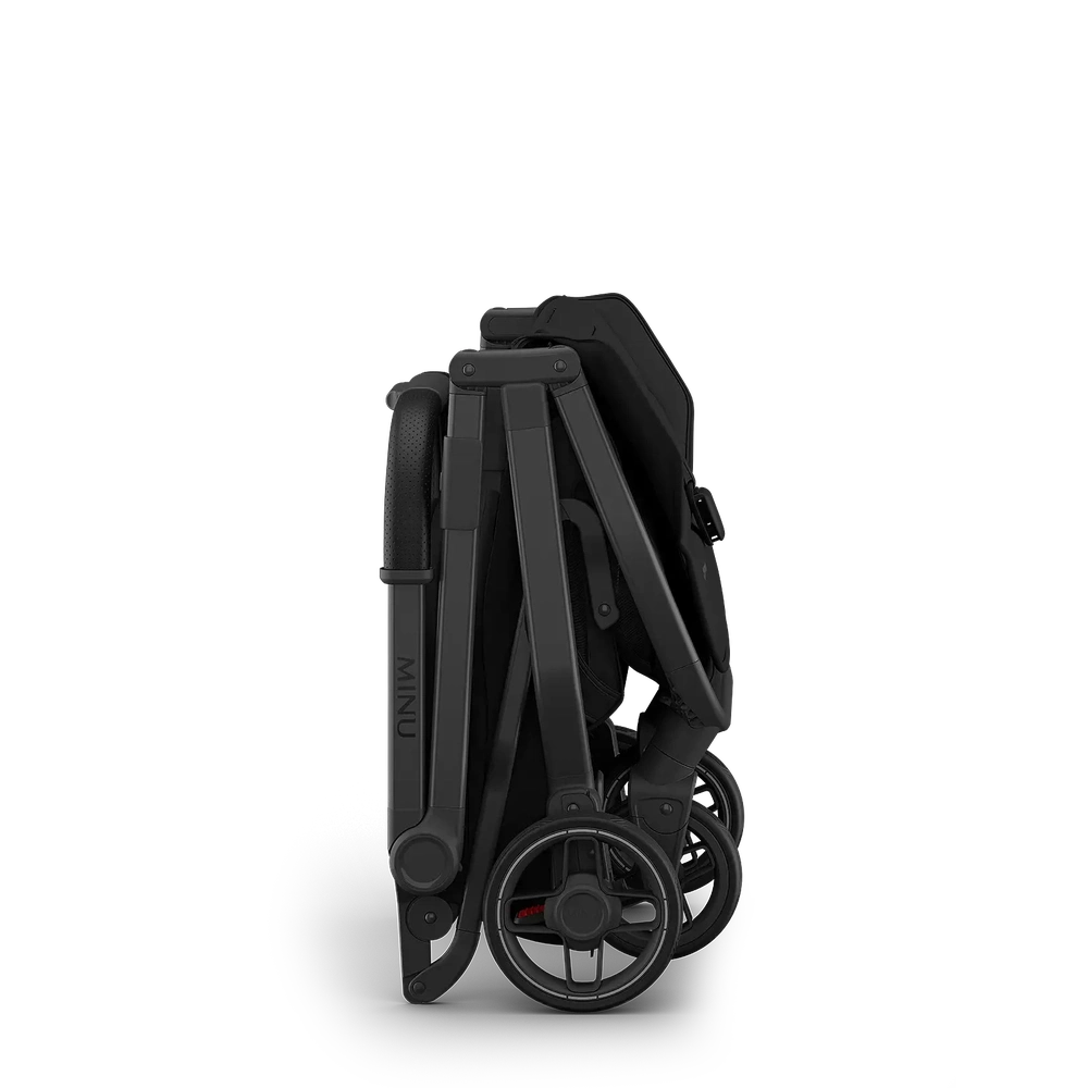 Uppababy Minu V3 Compact Stroller Jake Charcoal Carbon Frame Met Zwart Leer
