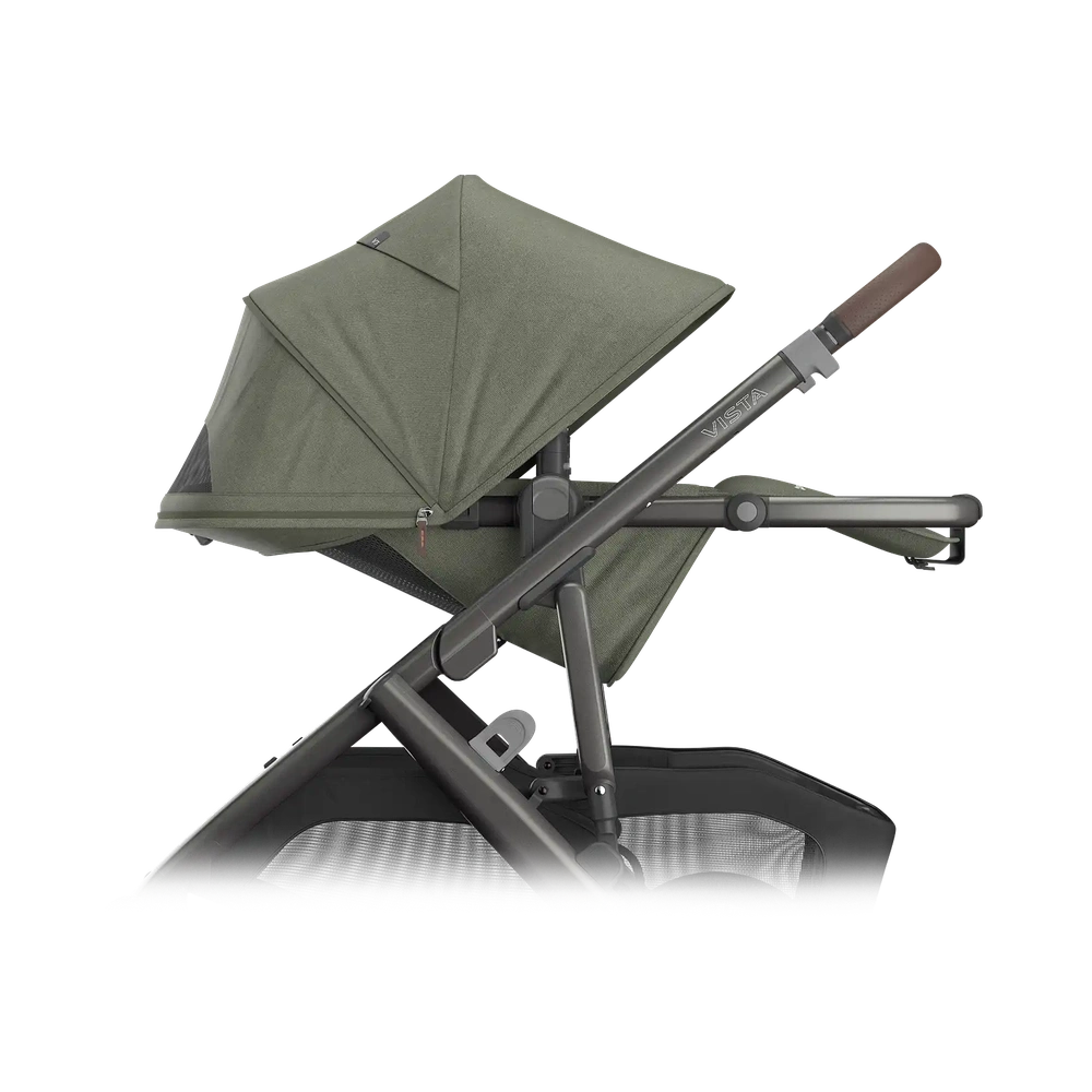 Uppababy Vista V3 Kinderwagen Evelyn - Meadow Green - Graphite Frame Met Kastanje Bruin Leer