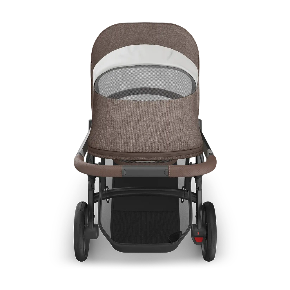 Uppababy Vista V3 Kinderwagen Owen - Mocha Mélange - Carbon Frame Met Kastanje Bruin Leer
