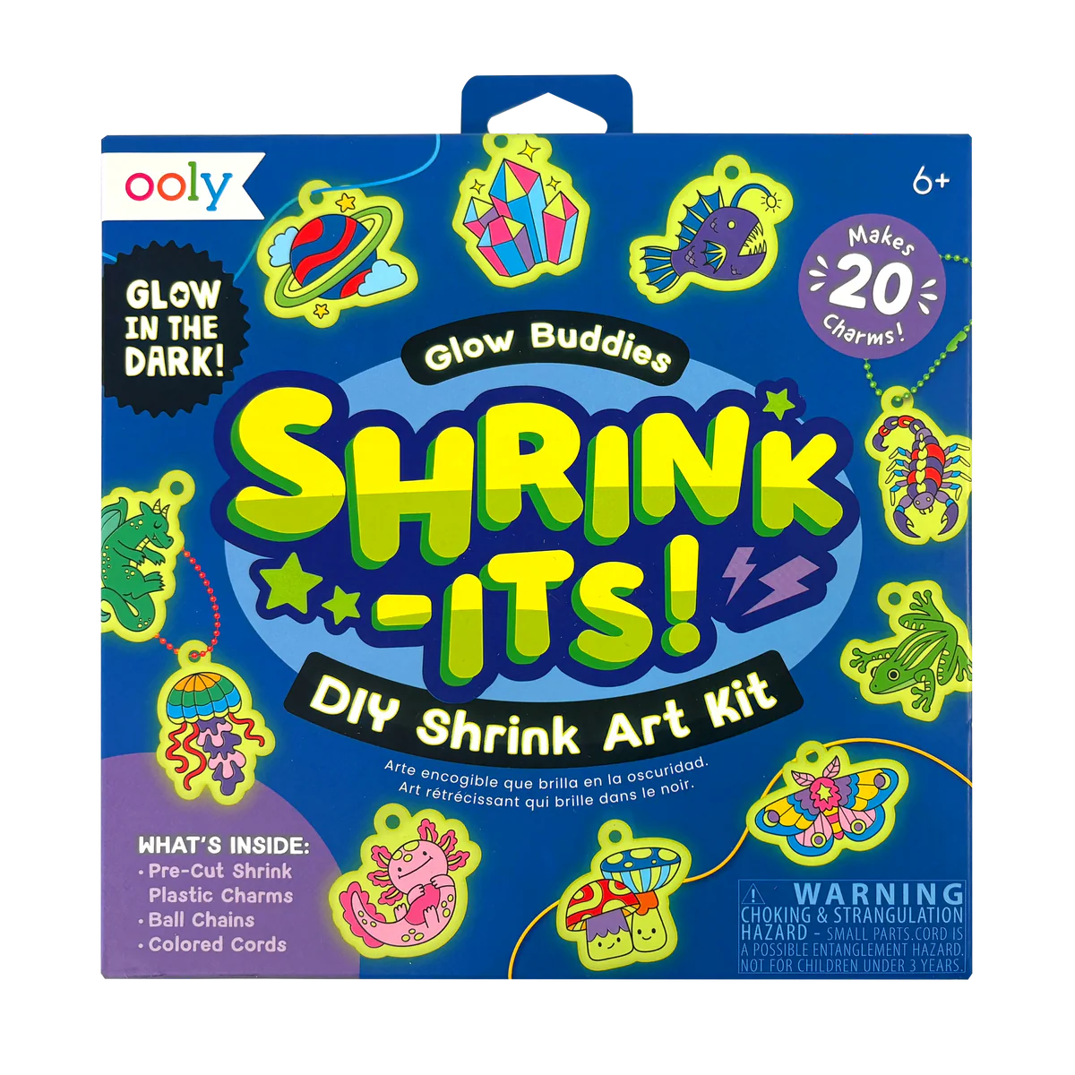 ooly Shrink-Its! DIY Shrink Art Kit - Glow Buddies - 20 Charms