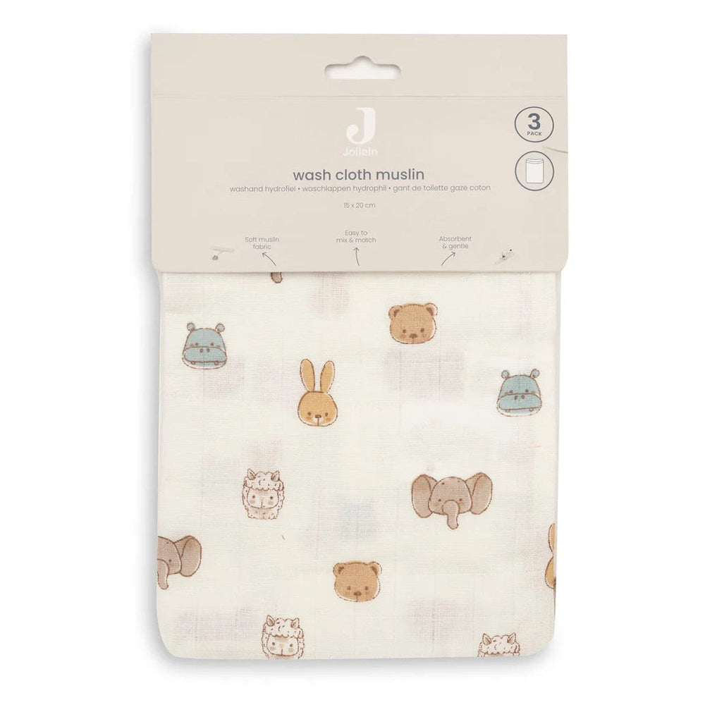 Jollein Hydrofiel Washandje 15x20cm 3 Stuks - Jollies