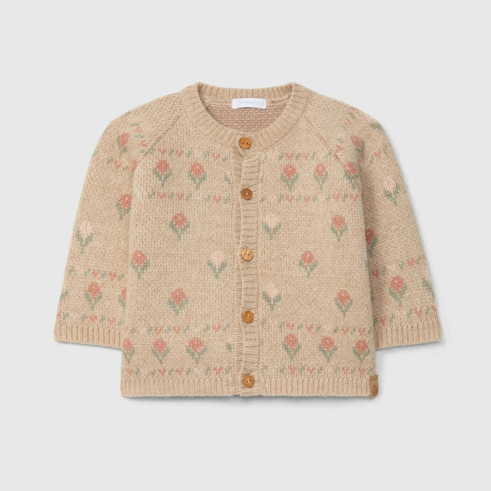 Laranjinha Gebreide Bloemen Jas - Beige