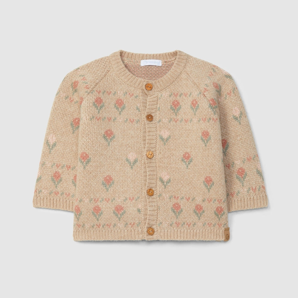 Laranjinha Gebreide Bloemen Jas - Beige
