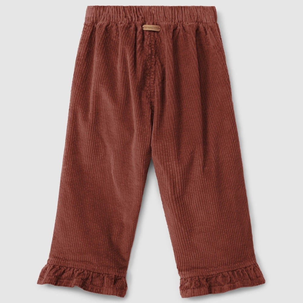 Laranjinha Ribfluwelen Broek Met Ruches - Bordeaux