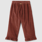 Laranjinha Ribfluwelen Broek Met Ruches - Bordeaux