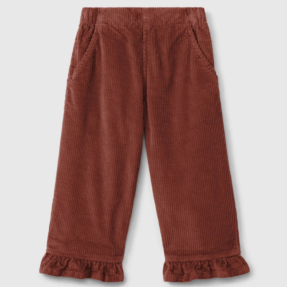 Laranjinha Ribfluwelen Broek Met Ruches - Bordeaux