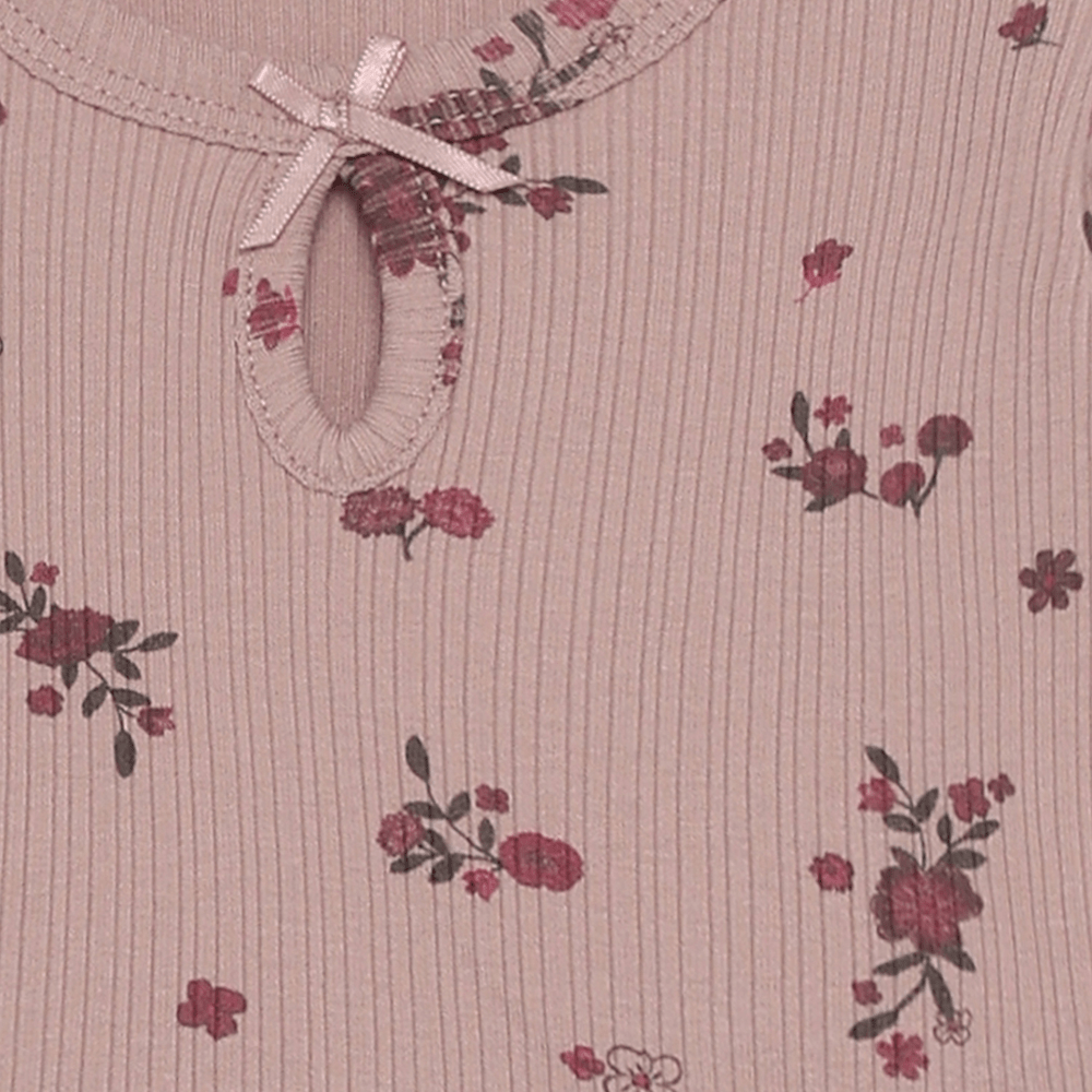 Minymo Rib T-Shirt Lange Mouwen Met Print - Fawn