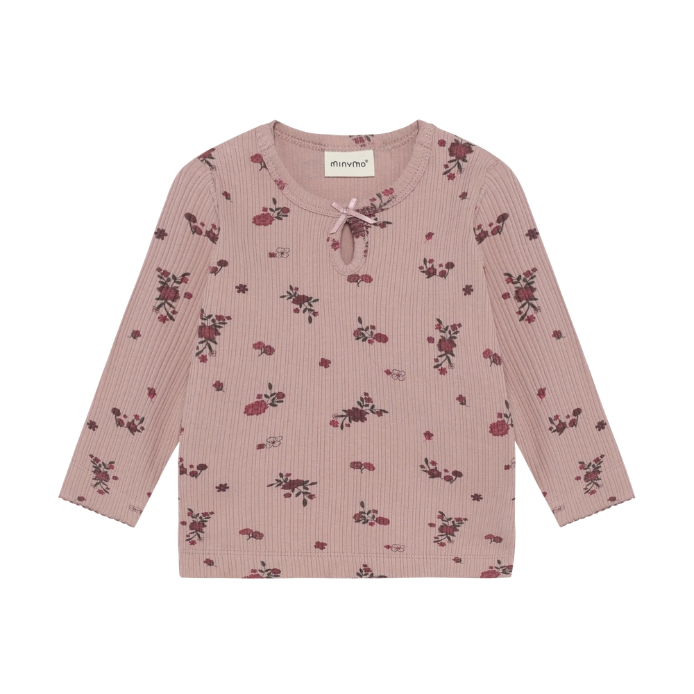 Minymo Rib T-Shirt Lange Mouwen Met Print - Fawn