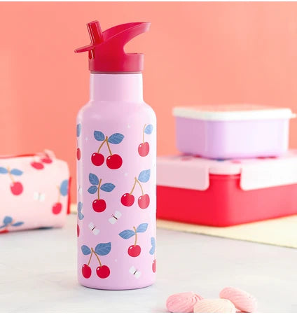 Little Lovely XL Stainless Steel Drinkbus 500ml - Cherries