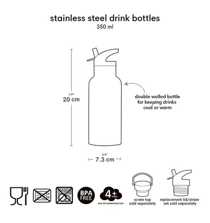 Little Lovely XL Stainless Steel Drinkbus 350ml - Cherries