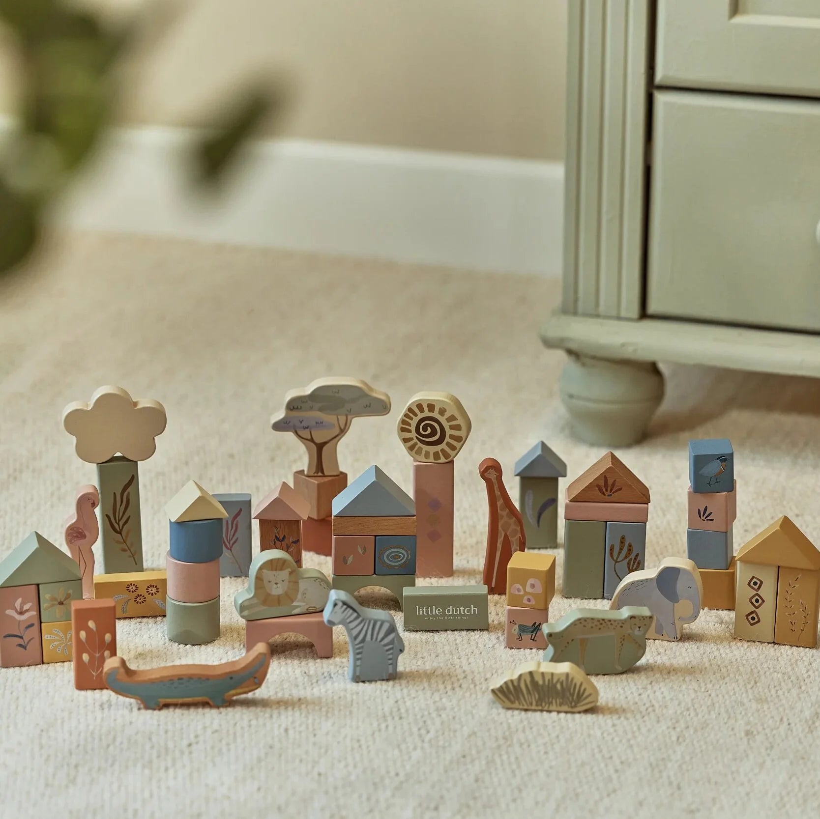 Little Dutch Safari Friends Houten Blouwblokken