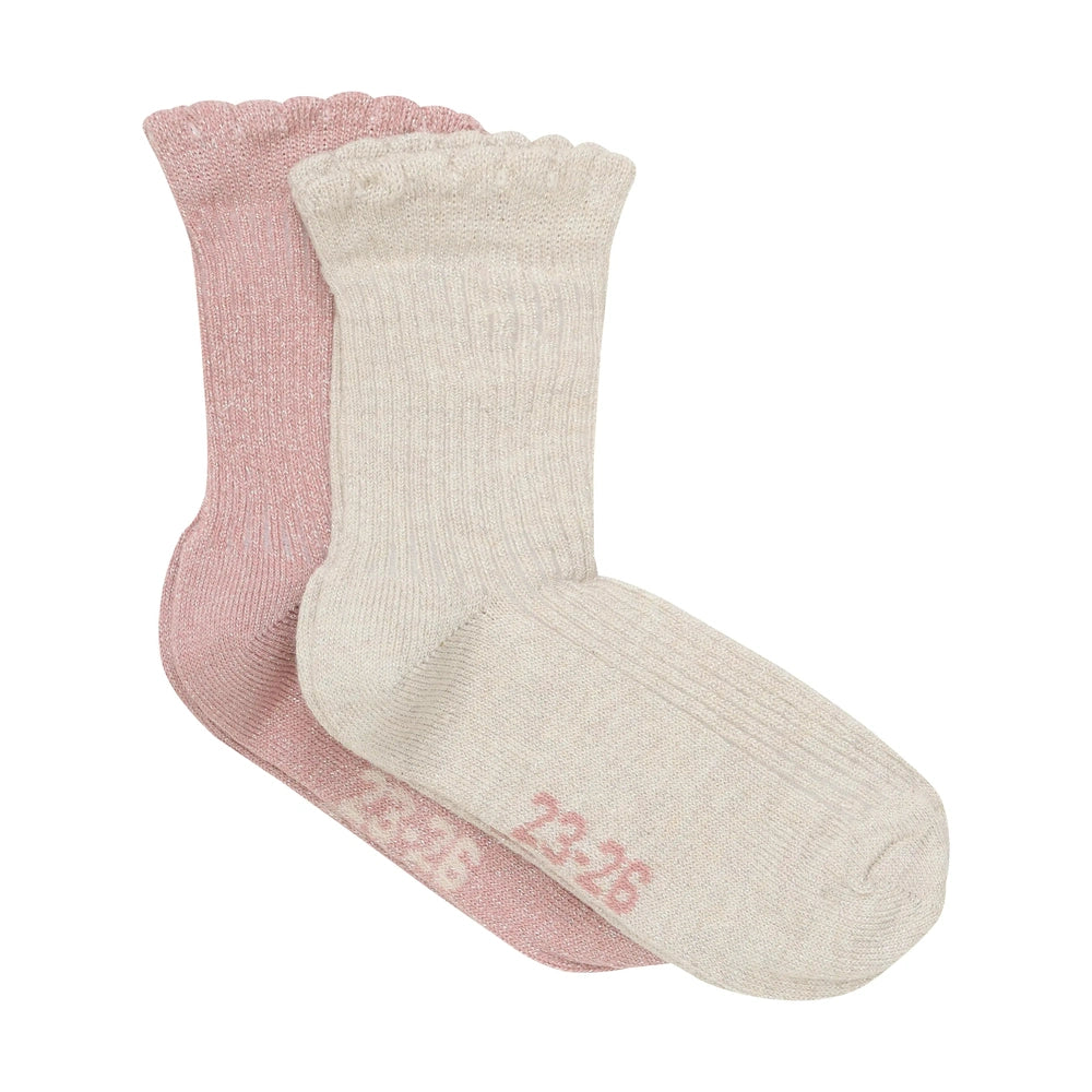 Minymo Sokken Met Glitter 2-pack - Ash Rose