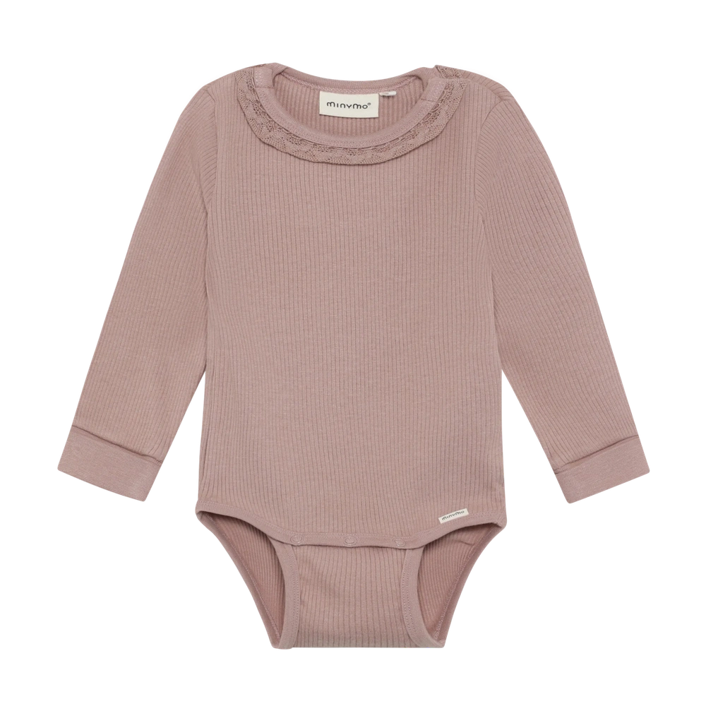 Minymo Ribromper Lange Mouwen - Fawn