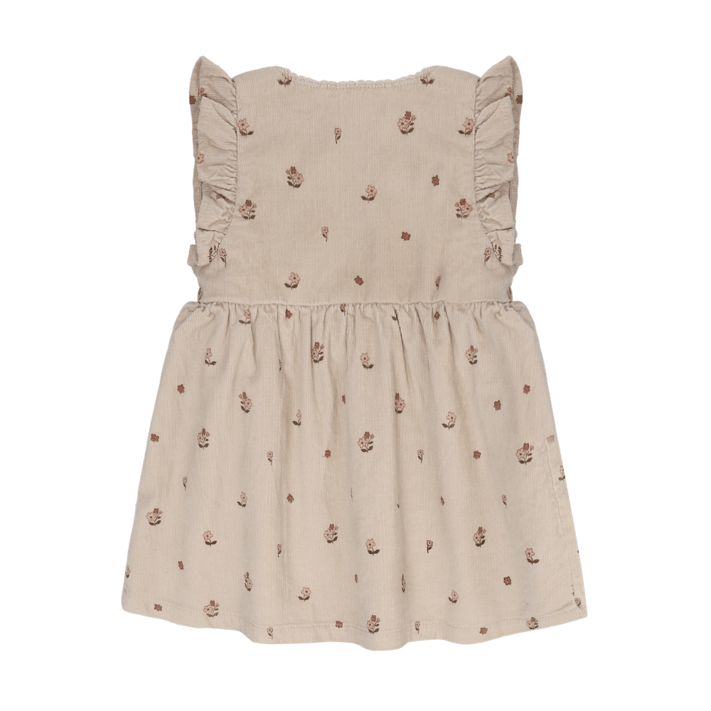 Minymo Ribfluwelen Jurk Korte Mouwen Met Print En Voering - Feather Gray
