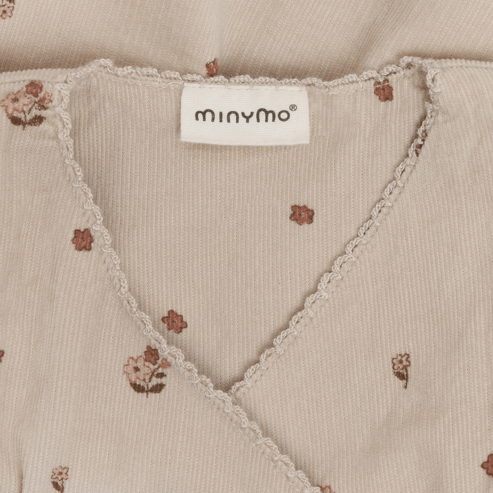 Minymo Robe en velours côtelé à manches courtes avec imprimé et doublure - Feather Gray