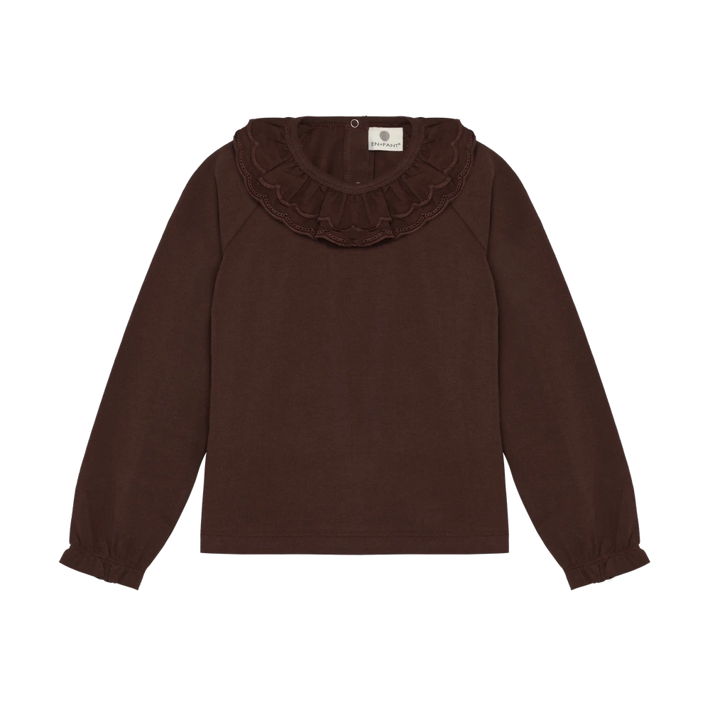 En Fant T-Shirt Lange Mouwen Met Kraag - Deep Mahogany