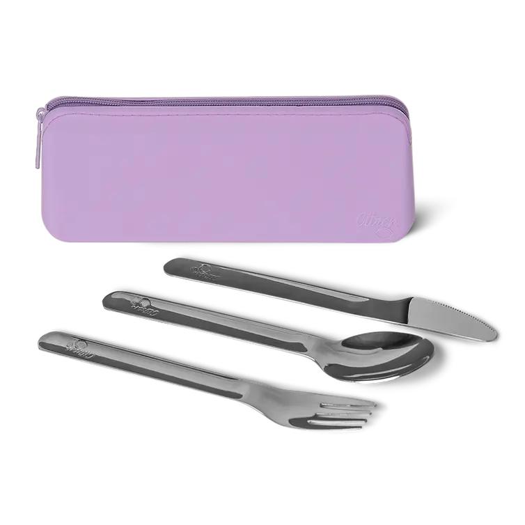Citron Cutlery Set With Pouch - Purple
