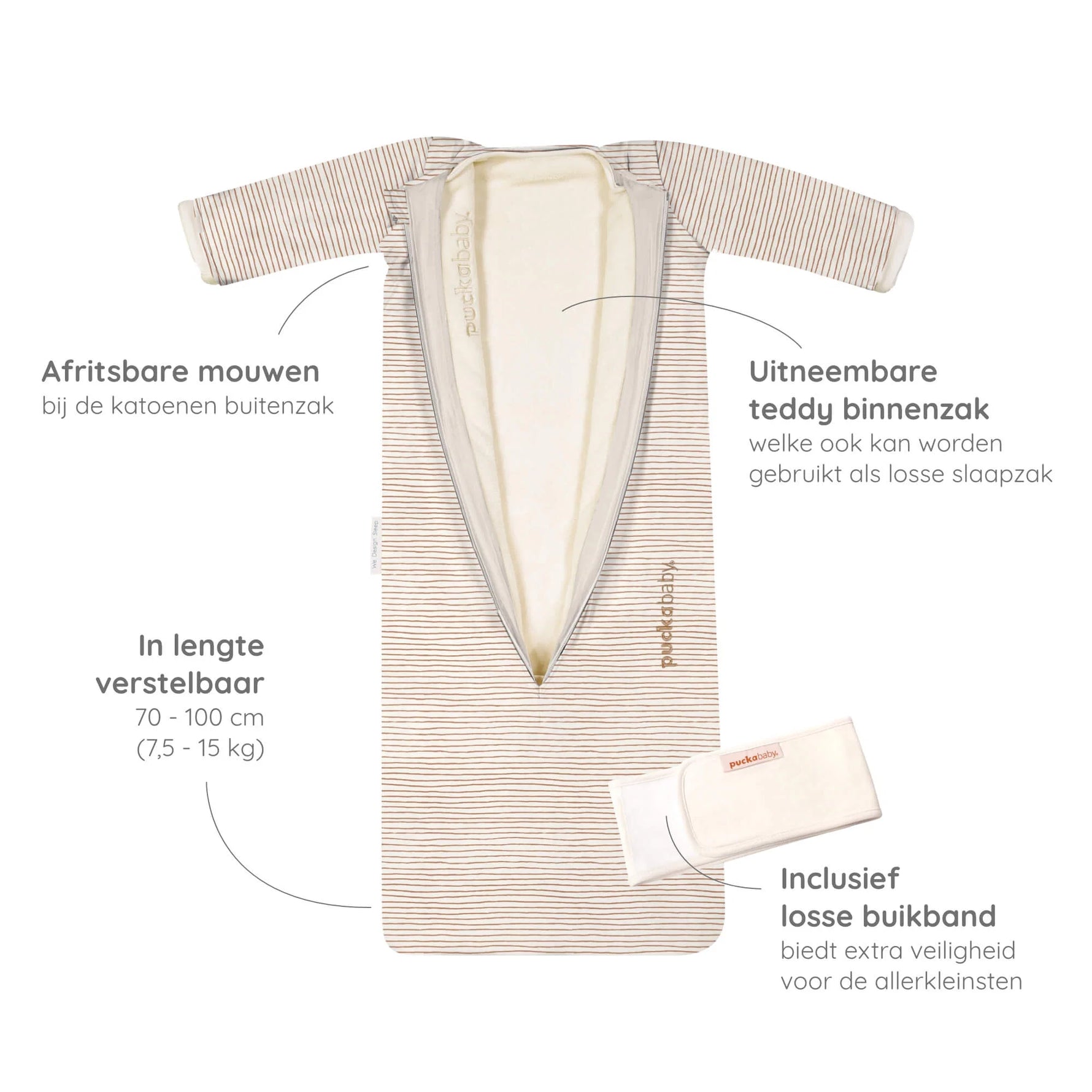 Puckababy Slaapzak Bag 4 Seizoenen 6M - 2,5j - Hazel Stripes